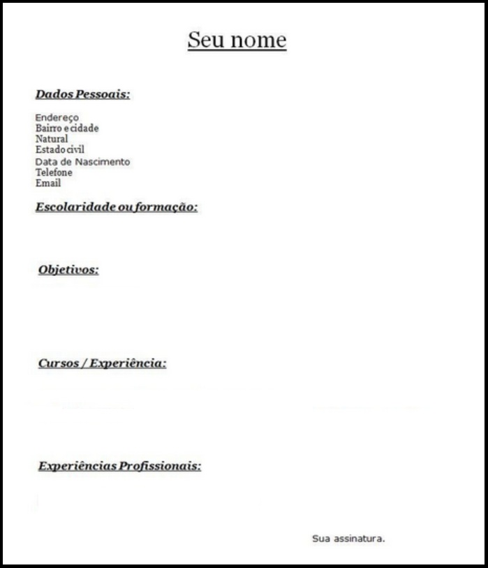 Informações Adicionais Prontas Para Currículo Primeiro Emprego
